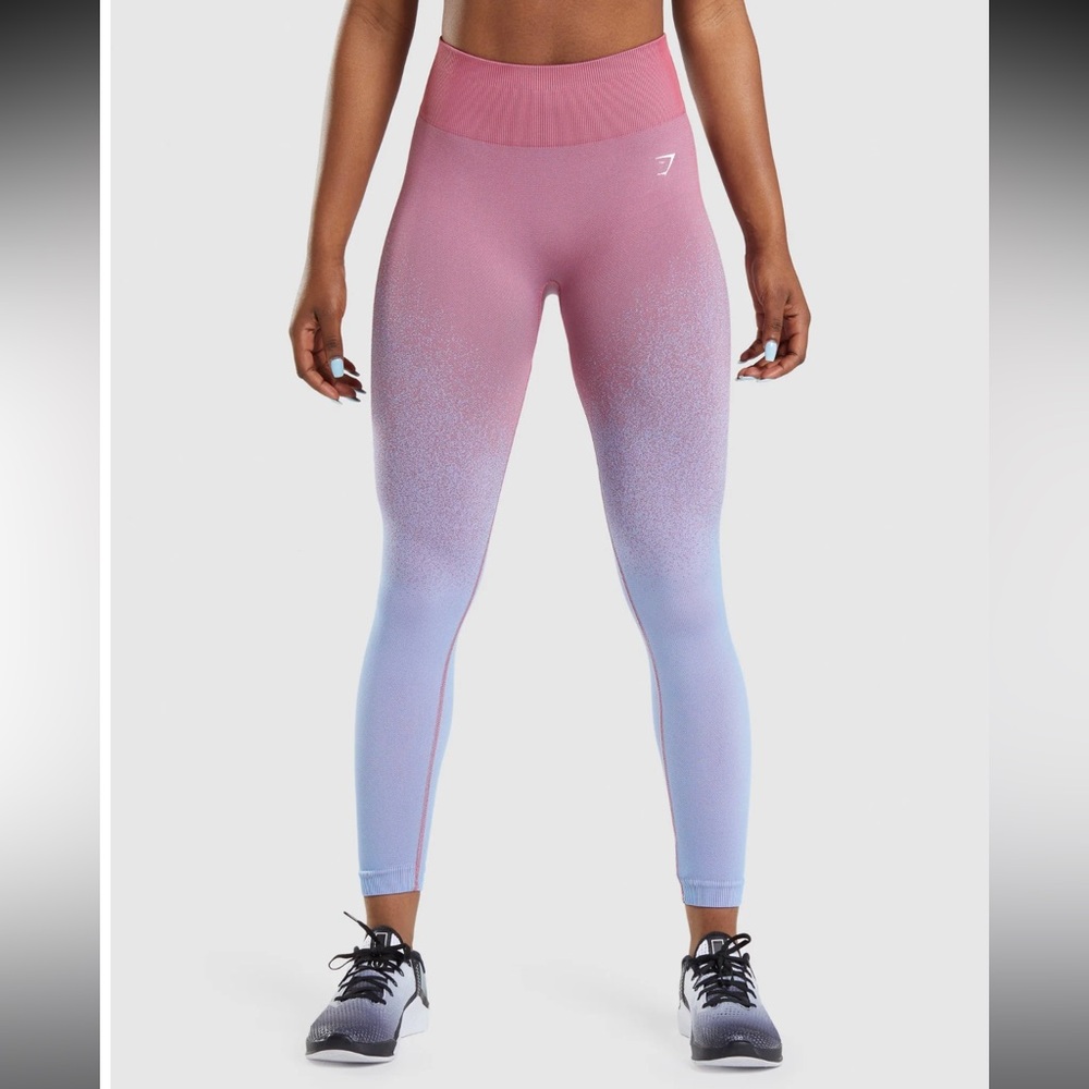 EUC GYM SHARK Adapt Ombré Seamless Leggings Rose Pink/Light Blue